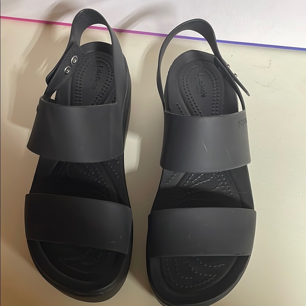 CROCS Black Platform Sandals